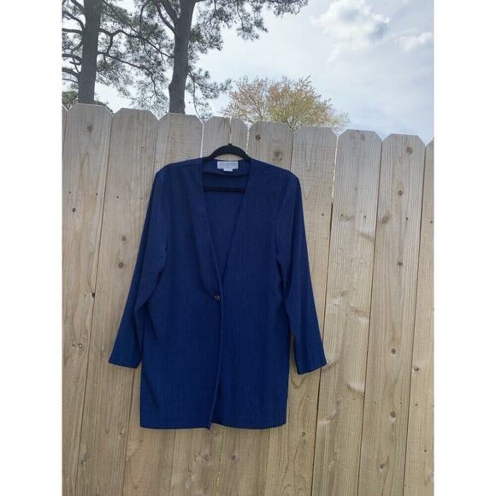S.G Sport Collections Long Sleeve Blue Single Button V-Neck Blazer Size S Jacket